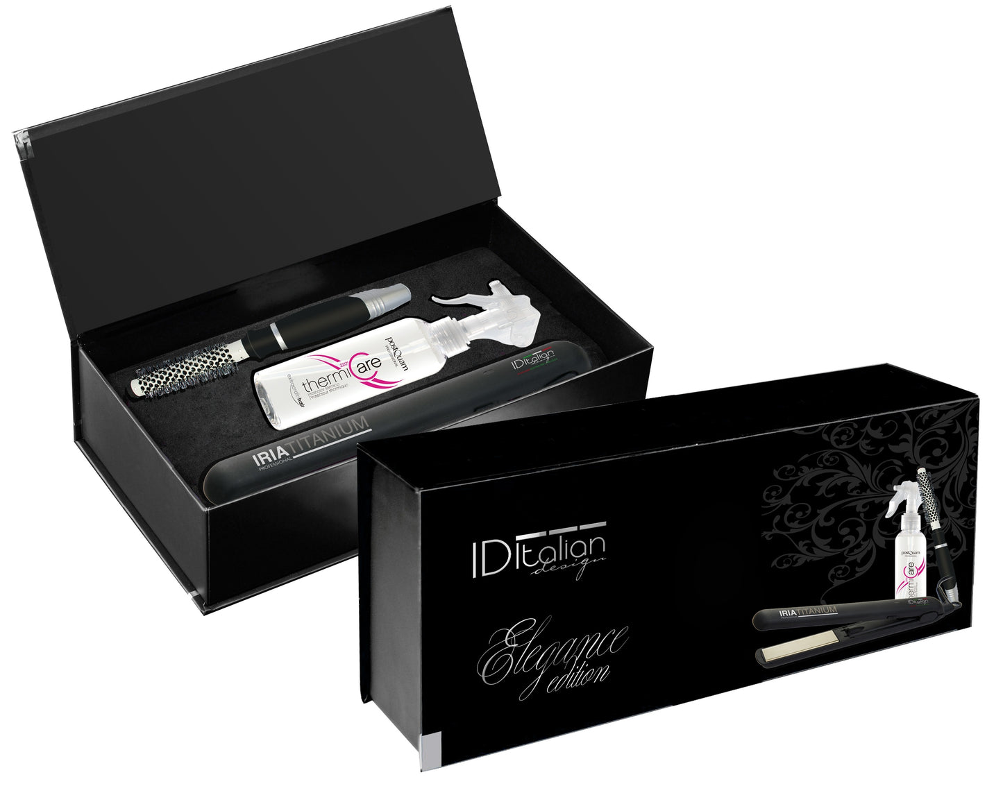 PACK PLANCHA IRIA + PROTECTOR + CEPILLO TÉRMICO ID ITALIAN DESIGN