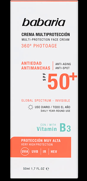 Crema Solar Multiprotección Antiedad SPF50+ Babaria